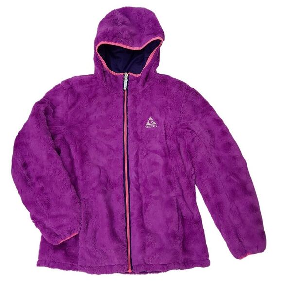 Gerry Jacket Girls Large 14 Purple Full Zip Fleece Lined Reversible Outdoor Warm - Picture 2 of 11